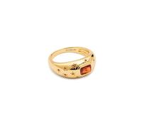 SINGULARU - Bague Charlotte Orange. Laiton avec Plaqué or 18 carats et Zirconee. Bijoux pour Femme. Taille 56.