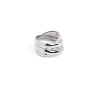 SINGULARU - Bague Double Cross. Laiton avec finition plaqué rhodium poli argenté. Bijoux pour femme. Taille 16