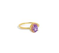 SINGULARU - Bague Grape Colors. Argent Sterling 925 avec Finition Plaqué Or 18 Kt et Zirconium Multicolore. Taille 14