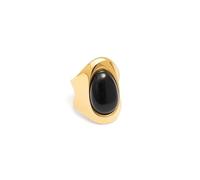 SINGULARU - Bague My Maxi Stone. Acier avec placage en or 18 K et pierre naturelle. Bijoux pour femme. Taille 12.