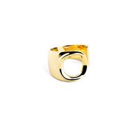 SINGULARU - Bague personnalisée Letter Signet. Solide et ajustable. Laiton avec finition plaqué or 18Kt. Taille unique. Bijoux pour femme. Lettre O