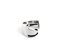 SINGULARU - Bague personnalisée Letter Signet. Solide et ajustable. Laiton avec finition plaqué rhodium. Taille unique. Bijoux pour femme. Lettre S