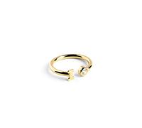 SINGULARU - Bague personnalisée Letter Spark. Ajustable. Argent 925 avec finition plaqué or 18Kt. Taille unique. Bijoux pour femme. Lettre I