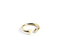 SINGULARU - Bague personnalisée Letter Spark. Ajustable. Argent 925 avec finition plaqué or 18Kt. Taille unique. Bijoux pour femme. Lettre T