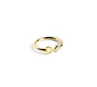 SINGULARU - Bague personnalisée Letter Spark. Ajustable. Argent 925 avec finition plaqué or 18Kt. Taille unique. Bijoux pour femme. Lettre D