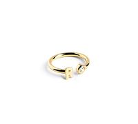 SINGULARU - Bague personnalisée Letter Spark. Ajustable. Argent 925 avec finition plaqué or 18Kt. Taille unique. Bijoux pour femme. Lettre R
