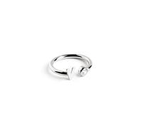 SINGULARU - Bague personnalisée Letter Spark Plata. Ajustable. Argent 925 avec finition plaqué rhodium. Taille unique. Bijoux pour femme. Lettre V