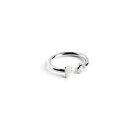 SINGULARU - Bague personnalisée Letter Spark Plata. Ajustable. Argent 925 avec finition plaqué rhodium. Taille unique. Bijoux pour femme. Lettre F