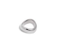SINGULARU - Bague Tina. Acier avec finition plaqué rhodium. Design irrégulier et organique. Bijoux pour femme. Taille 20