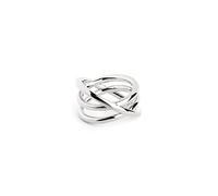 SINGULARU - Bague Trinity. Laiton massif avec finition plaqué rhodium. Bijoux pour femme. Taille 18