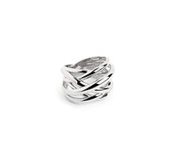 SINGULARU - Bague Triple Cross. Laiton Massif avec Finition Plaqué Rhodium Poli. Bijoux pour Femme. Taille 20