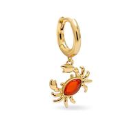 SINGULARU - Boucle d'Oreille Crabe. Laiton avec Plaqué or 18 Carats et Pierre naturelle. Bijoux pour Femme.