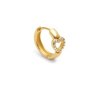 SINGULARU - Boucle d'Oreille Cœur. Argent avec Plaqué or 18 carats et Zirconee. Bijoux pour Femme.