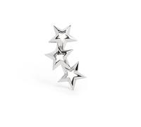 SINGULARU - Boucle d'oreille seule 3 Star Argent. Argent 925 avec finition plaqué rhodium. Motif étoiles avec fermoir poussette. Bijoux pour femme