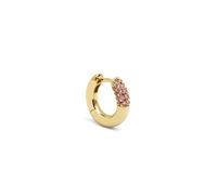 SINGULARU - Boucle d'oreille seule Créole Alma Pink. Laiton avec finition plaqué or 18 kt, détails en zircons roses, fermoir créole/click. Bijoux pour femme