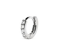 SINGULARU - Boucle d'oreille seule Créole Cleo M. Argent 925 avec finition plaqué rhodium et zircons. Fermoir créole/click. Bijoux pour femme