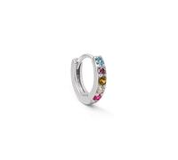SINGULARU - Boucle d'oreille seule Créole Cleo M Colors Argent. Argent 925 avec finition plaqué rhodium. Fermoir créole/click. Bijoux pour femme