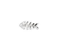 SINGULARU - Boucle d'oreille seule Fishbone Spark Argent. Argent sterling 925 avec finition plaqué rhodium. Fermoir poussette. Bijoux pour femme.