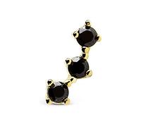 SINGULARU - Boucle d'oreille seule Triple Spark Black. Argent sterling 925 avec finition plaqué or 18 carats. Fermoir poussette. Bijoux pour femme.