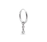 SINGULARU - Boucle d'oreille Unique Anneau Double Spark. Argent Sterling avec Placage en Rhodium et Zirconium. Bijoux pour Femme