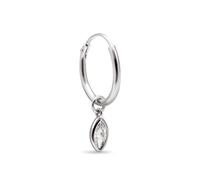 SINGULARU - Boucle d'oreille Unique Anneau Marquesa Simple. Argent Sterling avec Placage en Rhodium et Zirconium. Bijoux pour Femme