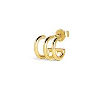 SINGULARU - Boucle d'oreille Unique Anneau Trio. Argent Sterling 925 avec Plaqué Or 18Kt. Fermoir poussette. Bijoux pour Femme