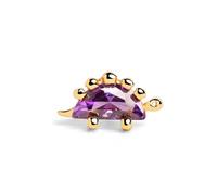 SINGULARU - Boucle d'oreille Unique Dino Stegosaurus Lavande. Argent Sterling 925 avec Plaqué Or 18Kt. Fermoir tige et poussette. Bijoux pour Femme