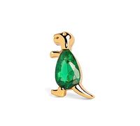 SINGULARU - Boucle d'oreille Unique Dino T Rex Green. Argent Sterling 925 avec Plaqué Or 18Kt. Fermoir tige et poussette. Bijoux pour Femme