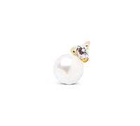 SINGULARU - Boucle d'oreille Unique Pearl Spark. Argent Sterling 925 avec Plaqué Or 18Kt. Fermoir tige et poussette. Bijoux pour Femme