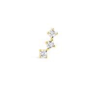 SINGULARU - Boucle d'oreille unique Triple Spark. Argent sterling 925 plaqué or 18 Kt ou rhodium. Fermoir à pression. Bijoux pour femme.