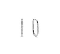 SINGULARU - Boucles d’Oreilles Créoles Bibi. Acier et Zircone. Bijoux pour Femme.