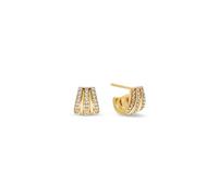 SINGULARU - Boucles d’Oreilles Hamptons. Laiton avec placage en Or 18 Kt et Zircone. Bijoux pour Femme.