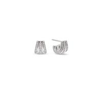 SINGULARU - Boucles d’Oreilles Hamptons. Laiton avec placage en Rhodium et Zircone. Bijoux pour Femme.