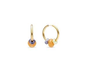 SINGULARU - Boucles d'Oreille Carmen True Bomb Colors. Acier avec Plaqué or 18 carats et Pierre naturelle. Bijoux pour Femme.