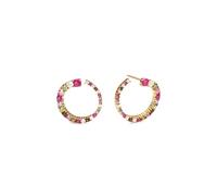 SINGULARU - Boucles d'Oreille Circle Estellar. Laiton avec Plaqué or 18 carats et Zirconee cubique. Bijoux pour Femme.