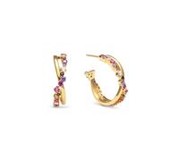 SINGULARU - Boucles d'Oreille Estellar Cross. Laiton avec Plaqué or 18 carats et Zirconee cubique. Bijoux pour Femme.