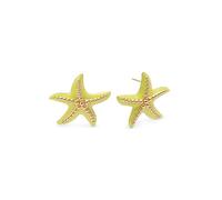 SINGULARU - Boucles d'Oreille Starfish Enamel Colors. Laiton avec Plaqué or 18 carats et Émail. Bijoux pour Femme.