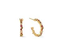 SINGULARU - Boucles d'oreilles Anneaux Estellar Colors. Argent Sterling avec Plaqué Or 18Kt et Zirconias. Fermoir Poussette. Bijoux pour Femme