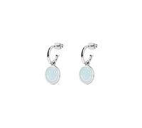 SINGULARU - Boucles d'oreilles Anneaux Smiley Sky Enamel. Laiton avec Plaqué Rhodium. Fermoir Poussette. Bijoux pour Femme