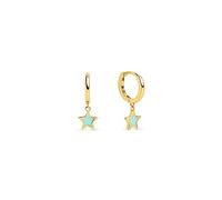 SINGULARU - Boucles d'oreilles Anneaux Star Sky Enamel. Argent Sterling avec Plaqué Or 18Kt. Motif Étoile avec Fermoir Congo. Bijoux pour Femme