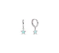 SINGULARU - Boucles d'oreilles Anneaux Star Sky Enamel. Argent Sterling avec Plaqué Rhodium. Motif Étoile avec Fermoir Congo. Bijoux pour Femme