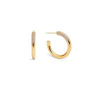SINGULARU - Boucles d'oreilles Aro Alma. Laiton avec Finition Plaqué Or 18Kt. Détails en Zirconiums. Fermoir Congo/Click. Bijoux pour Femme