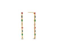 SINGULARU - Boucles d'oreilles Cascade Colors. Argent Sterling 925 avec Plaqué Or 18Kt et Zirconias. Fermoir Poussette. Bijoux pour Femme