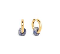 SINGULARU - Boucles d'oreilles Créoles Carmen True Marine. Acier avec finition plaqué or 18 kt et pierres naturelles. Fermoir créole/click. Bijoux pour femme