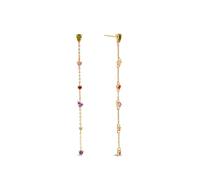 SINGULARU - Boucles d'oreilles Drop Glam. Laiton avec Plaqué Or 18Kt. Longues avec Zirconias. Fermoir Silicone. Bijoux pour Femme