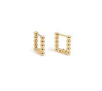SINGULARU - Boucles d'oreilles Mila Dots. Acier plaqué or 18 Kt. Créoles carrées avec fermoir congo/click. Bijoux pour femme.