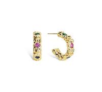 SINGULARU - Boucles d'oreilles Sand Colors - Boucles d'oreilles en laiton plaqué or 18Kt avec perles - Fermoir Congo/Click - Bijoux pour femmes