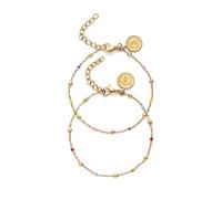 SINGULARU - Bracelet Amitié Colors - Pack de 2. Acier avec Plaqué or 18 carats et Émail. Bijoux pour Femme.
