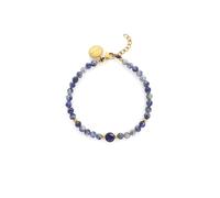 SINGULARU - Bracelet Amulet Cyanite. Acier avec Plaqué or 18 carats et Pierre naturelle. Bijoux pour Femme.