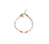 SINGULARU - Bracelet Amulet Rose Quartz. Acier avec Plaqué Or 18Kt et pierres naturelles. Bijoux pour Femme